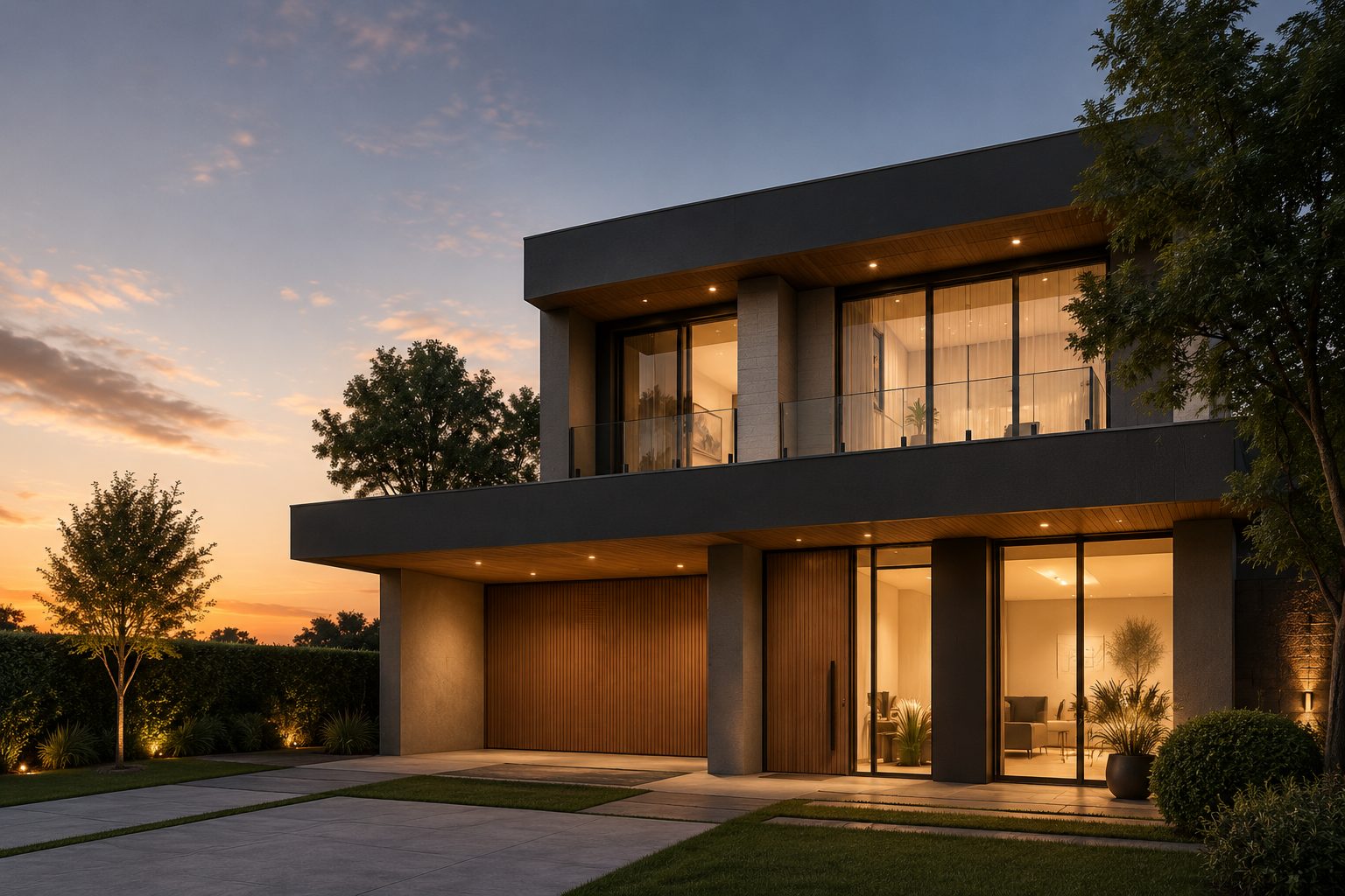 Casa umacasa ao entardecer